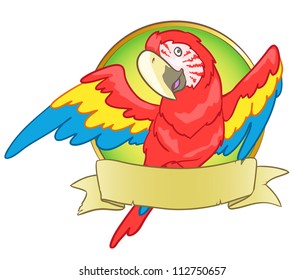 Cartoon macaw isolated on white, logo