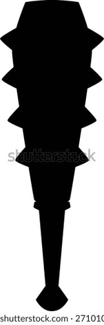 Cartoon mace medieval game weapon black silhouette. Ancient battle tool, warrior spiked mace, club with iron thorns. Old weapon equipment outline icon. Vector UI war and fight game asset