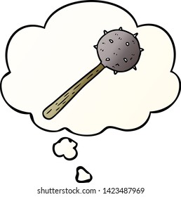 cartoon mace with thought bubble in smooth gradient style