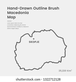Cartoon Macedonia Map, Hand Drawn Macedonia Map, Doodle Macedonia Map Vector Outline Style Map Information