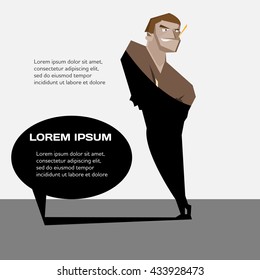 Cartoon macho man with creative speech bubble banner vector illustration