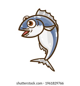 Cartoon Mackerel on white Background