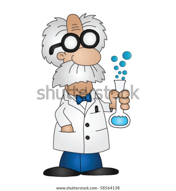 Cartoon Mad Scientist Isolated On White Stock Vector (Royalty Free