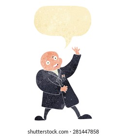 cartoon mad scientist with speech bubble