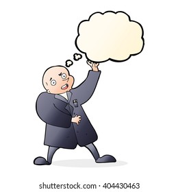 cartoon mad scientist with thought bubble