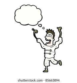 cartoon madman in straight jacket