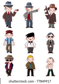 cartoon mafia icon set