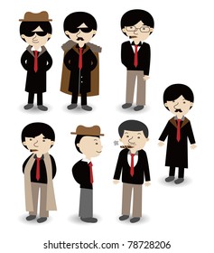 cartoon mafia icon set