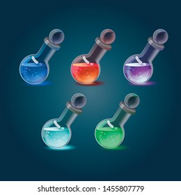 Cartoon Magic bottle for the game. Icon elixir for computer or mobile game