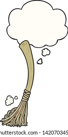 Cartoon Magie-Besen mit Gedankenblase