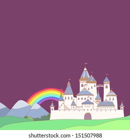 Cartoon magic castle. Cute illustration