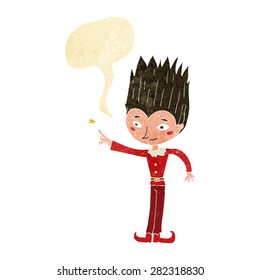cartoon magic christmas elf with speech bubble