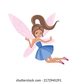 Cartoon magic fairie. A collection of cute fairytale girls characters.