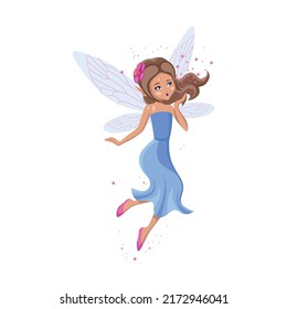 Cartoon magic fairie. A collection of cute fairytale girls characters.