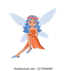 Cartoon magic fairie. A collection of cute fairytale girls characters.