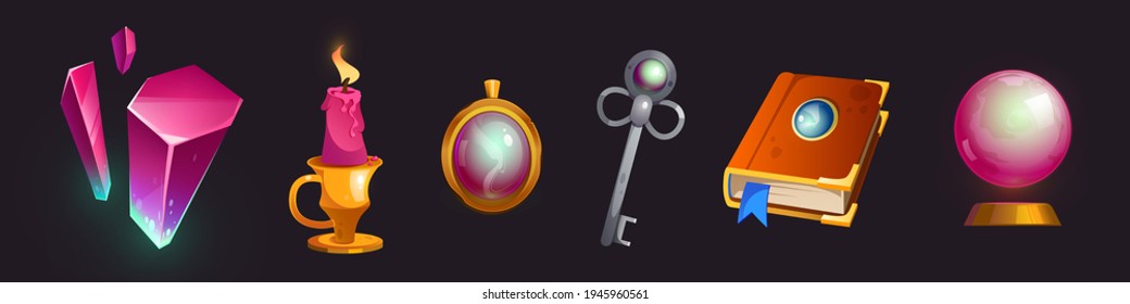 Cartoon Magic Items Crystal Globe Burning Stock Vector (Royalty Free ...