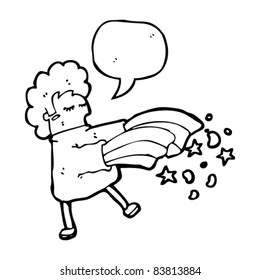 cartoon magic man with speech bubble