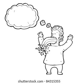cartoon magic man vomiting crazy rainbows