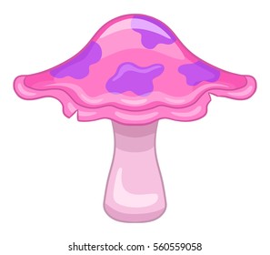 Cartoon magic mushroom, vector illustration on white background.