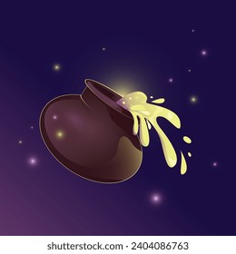 Cartoon magic potion in a pot Vector illustration