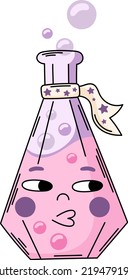 Cartoon magic potion vector clipart. Cute halloween kawaii character illustration