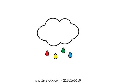 Caricatura sobre la nube mágica arcoíris para los niños. Estilo de comedia lindo