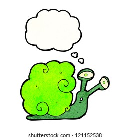 cartoon magic snail with thought bubble