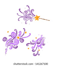 cartoon magic wand casting spells