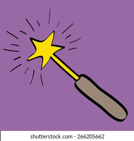 cartoon  magic wand icon, vector illustration design element 