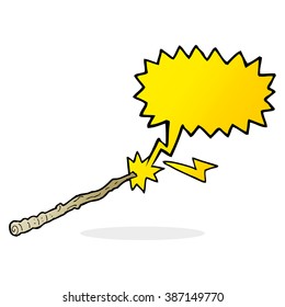 cartoon magic wand with speech bubble