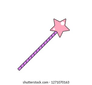 Cartoon magic wand vector background. Cool patch illustration.
