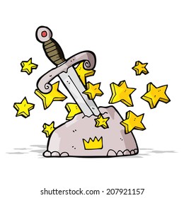 cartoon magical sword in stone