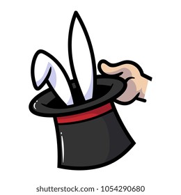 Cartoon Magician Rabbit in Hat