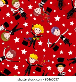 Cartoon magician seamless pattern