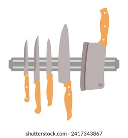 Cartoon magnetic knives isolated on white background.