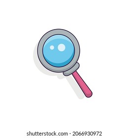 Cartoon magnifying glass. Vector Illustration Isolated On white Background.
