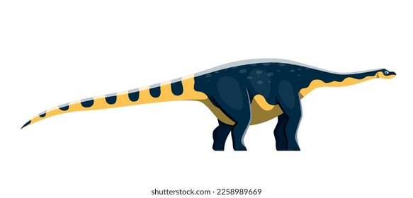 Cartoon Magyarosaurus dinosaur character. Ancient wildlife reptile or lizard, extinct creature. Prehistoric beast, isolated herbivore dinosaur vector comical personage with long neck and tail