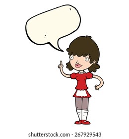cartoon maid with speech bubble