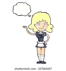 cartoon maid with thought bubble