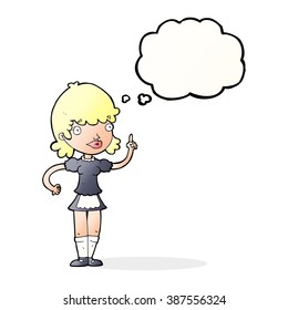 criada de dibujos animados con burbuja de pensamientos