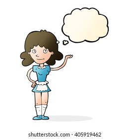 cartoon maid with thought bubble