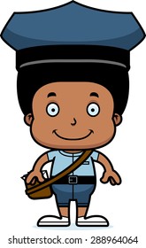 A cartoon mail carrier boy smiling.
