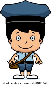 A cartoon mail carrier boy smiling.