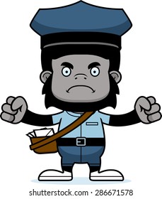 A cartoon mail carrier gorilla looking angry.