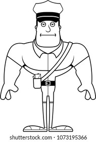 A cartoon mail carrier looking bored.