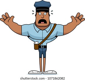 A cartoon mail carrier looking scared.