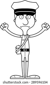 A cartoon mail carrier man looking angry.