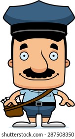 A cartoon mail carrier man smiling.