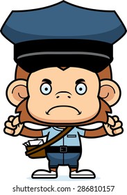 A cartoon mail carrier monkey looking angry.