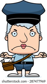 A Cartoon Mail Carrier Woman Looking Angry.